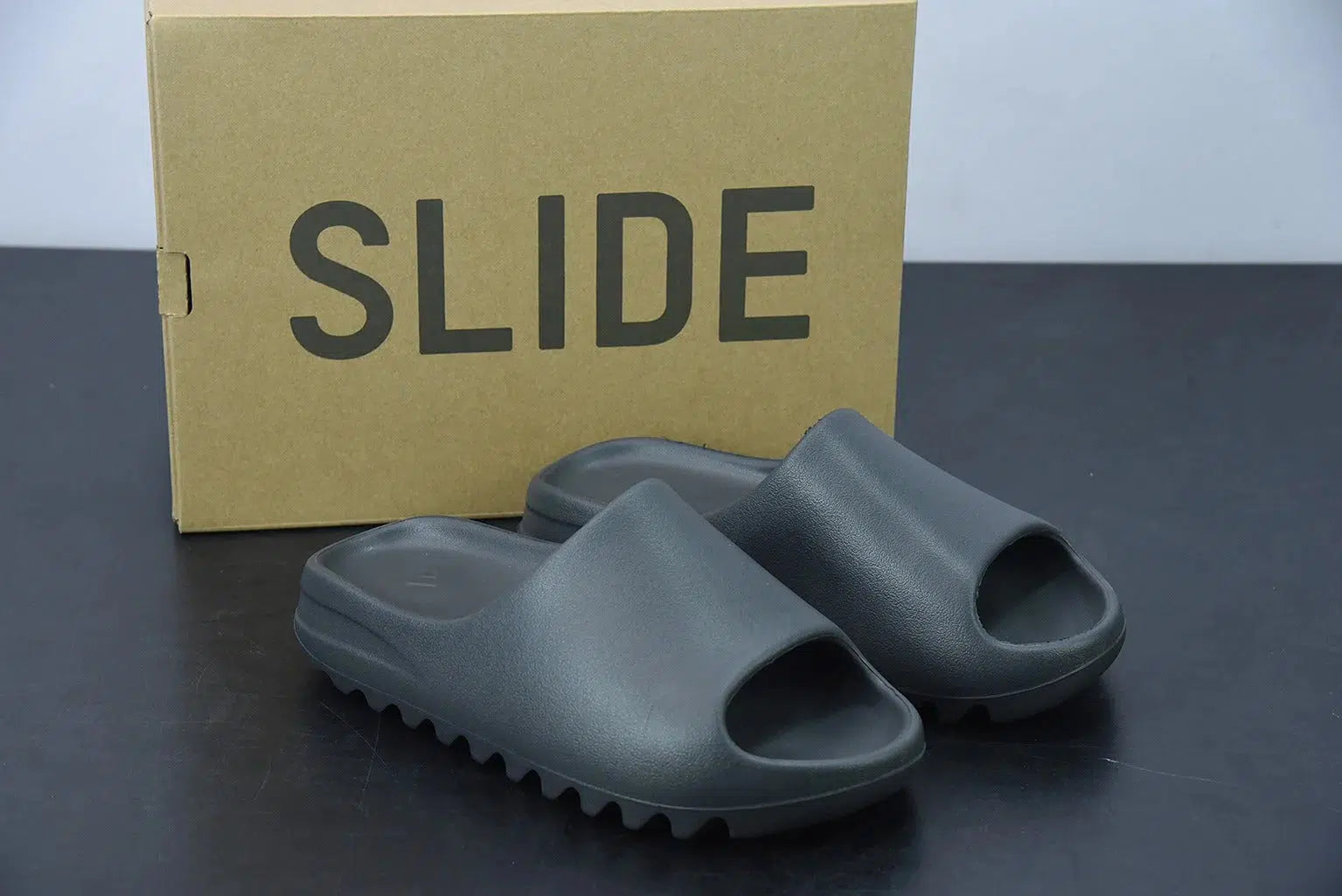 REP VERSION: Onyx Yeezy Slide-Shoes-KicksOnDeck